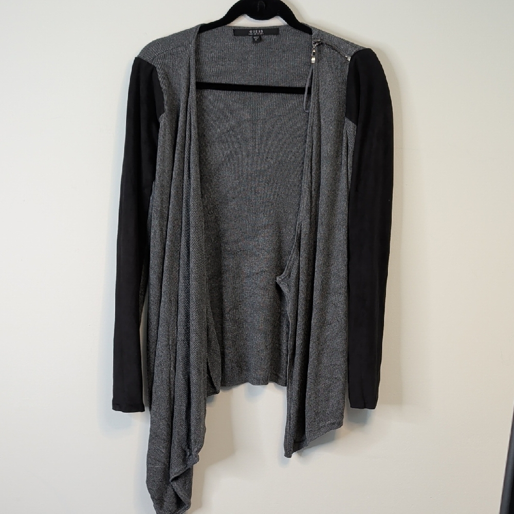 Guess Los Angeles Asymmetrical Long Gray Cardigan XS